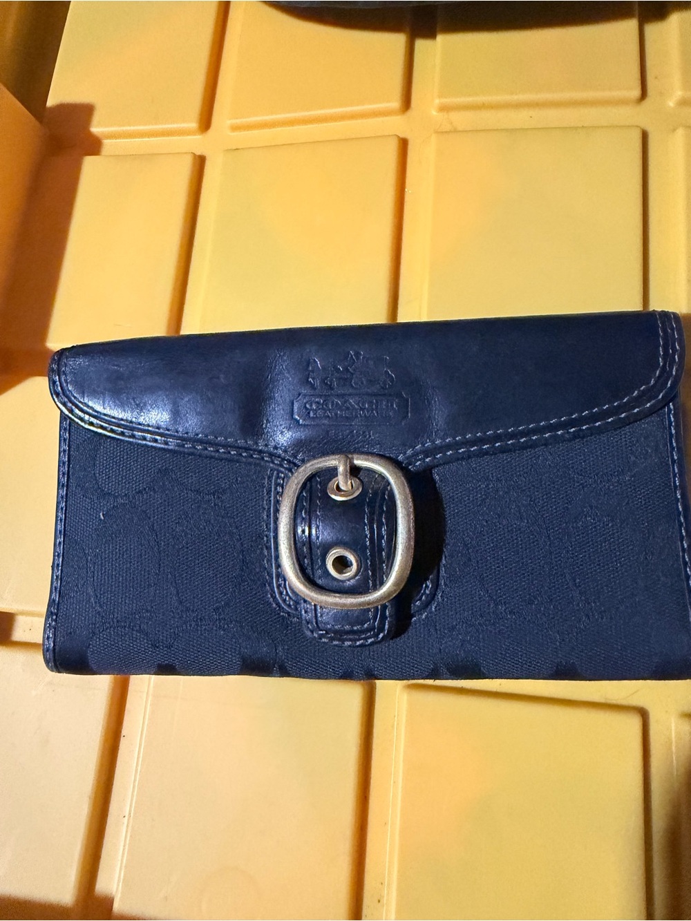 Coach Black Signature Canvas Wallet with Buckle